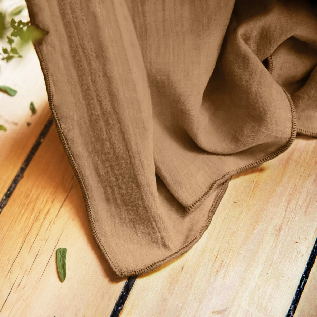 Tenda in  garza di cotone a passanti nascosti (180 x 240 cm) Gaïa Camel