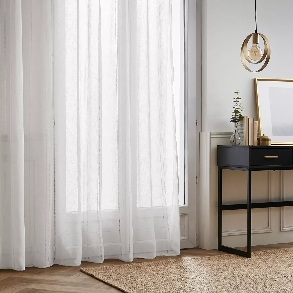 Vitrage met roede schuifzoom (280 x 240 cm) Léontine Wit