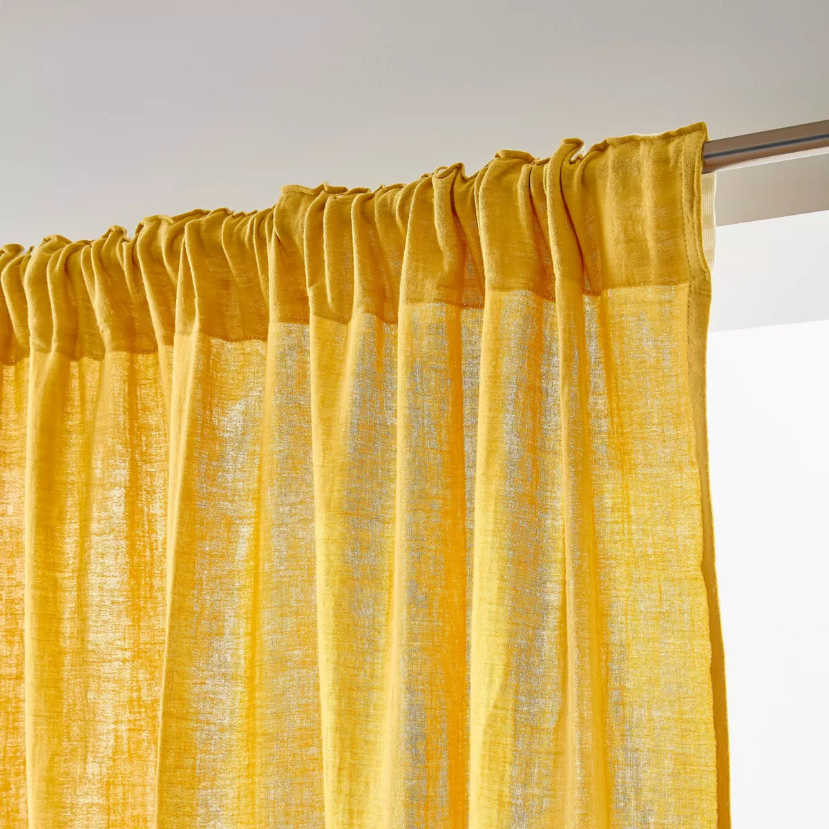 Rideau gaze de coton galon fronceur (180 x 240 cm) Gaïa Jaune safran