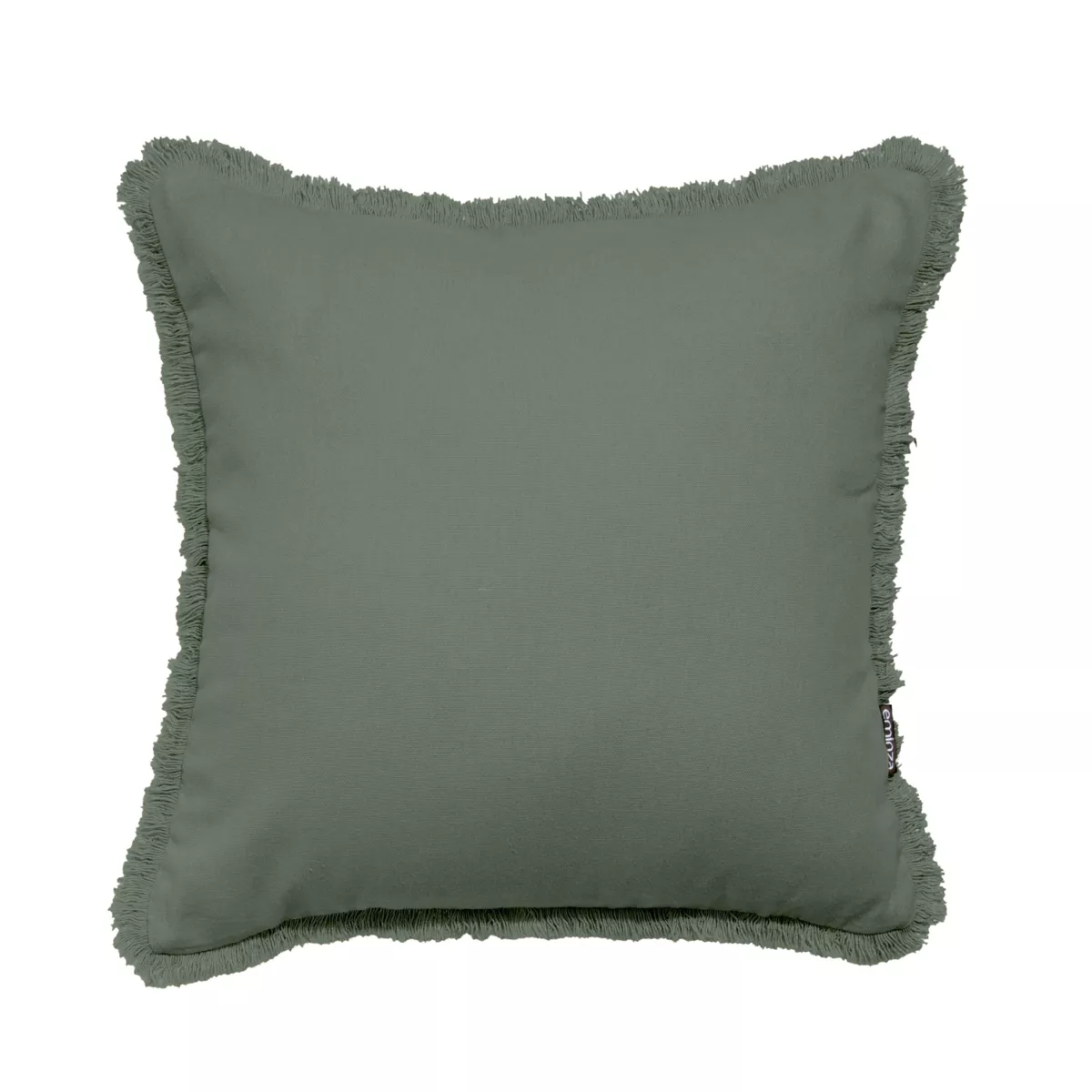 Coussin carré coton (45 x 45 cm) Pixel franges Vert kaki