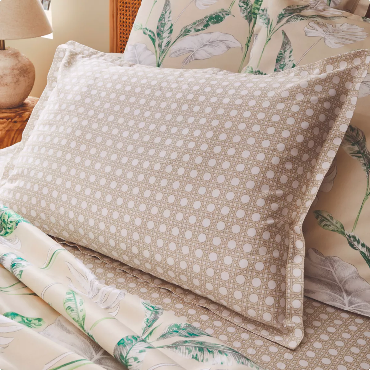 Federa cuscino letto rettangolare in raso di cotone (50 x 70 cm) Viaggio Verde