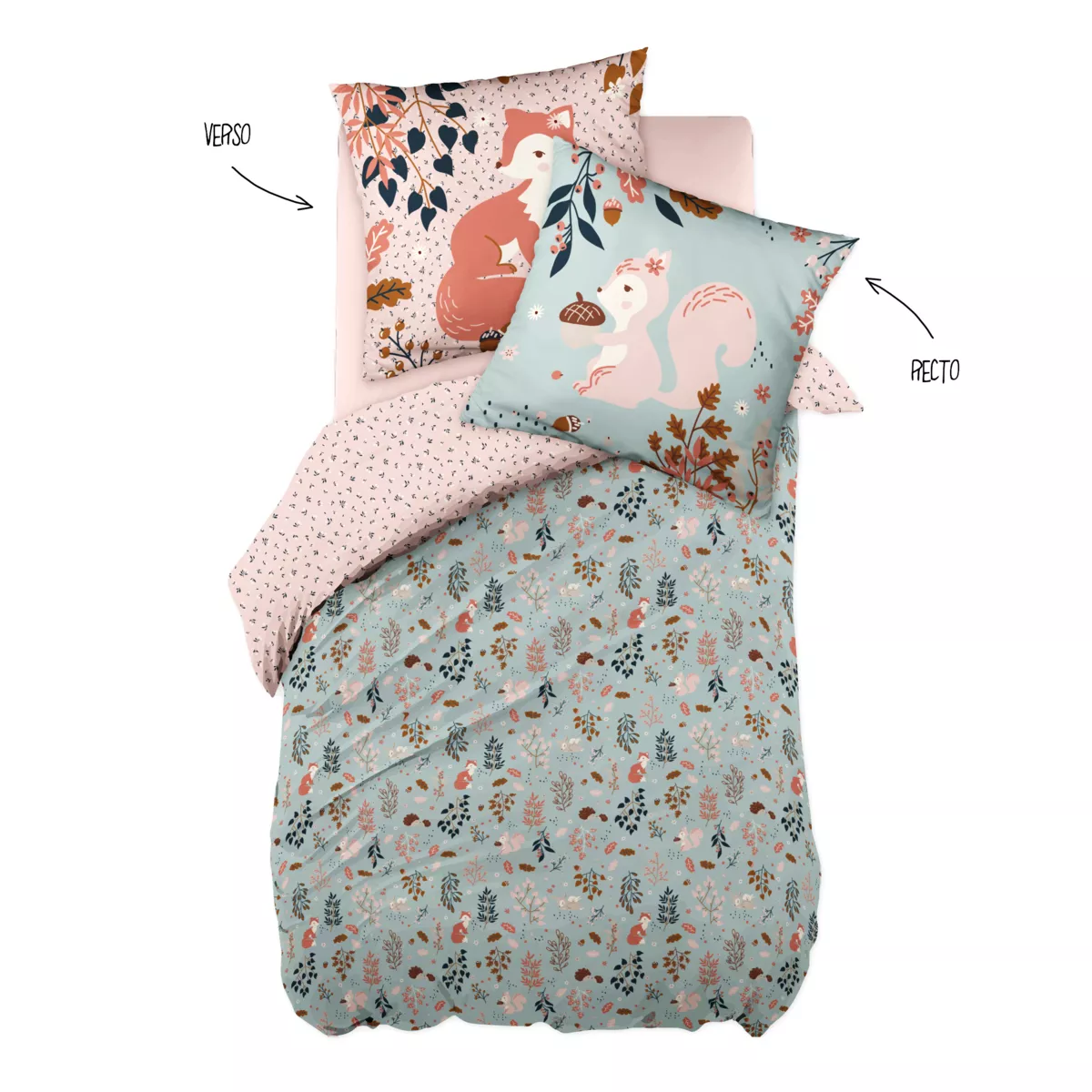 Dekbedovertrek met één kussensloop katoen (140 x 200 cm) Tamia Meerkleurig