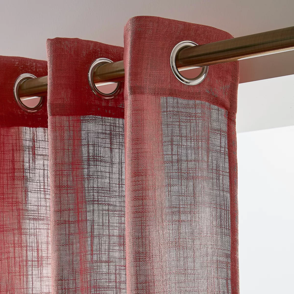 Gardine Leinen-Optik mit Pompons (140 x 240 cm) Robin Terrakotta