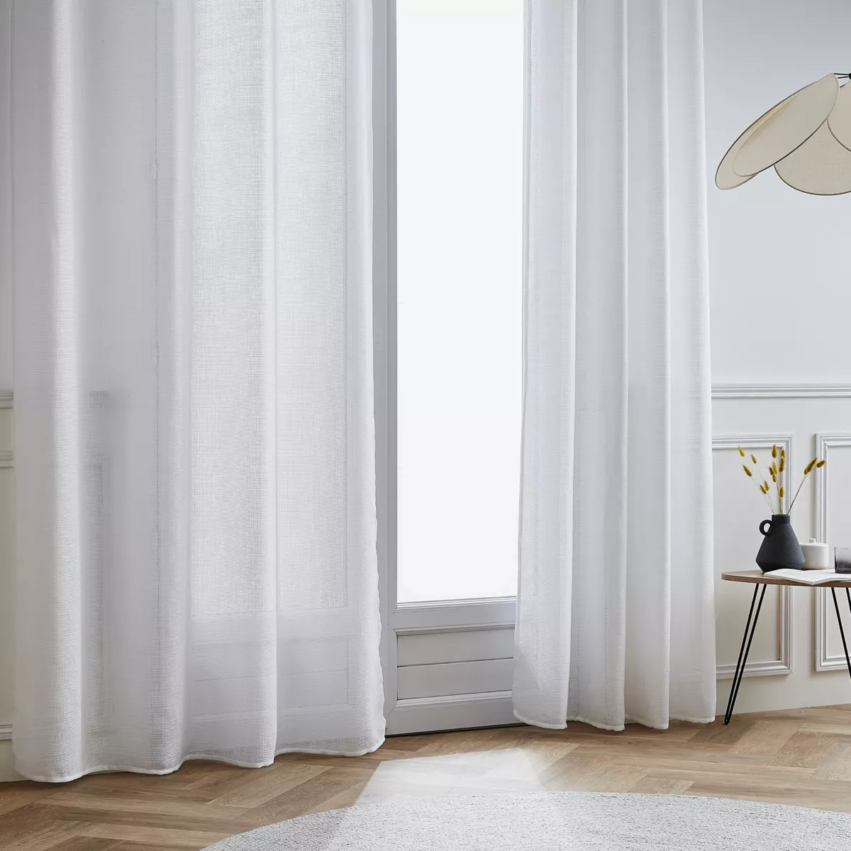 Visillo con cinta fruncida efecto lino (140 x 240 cm) Luca Blanco