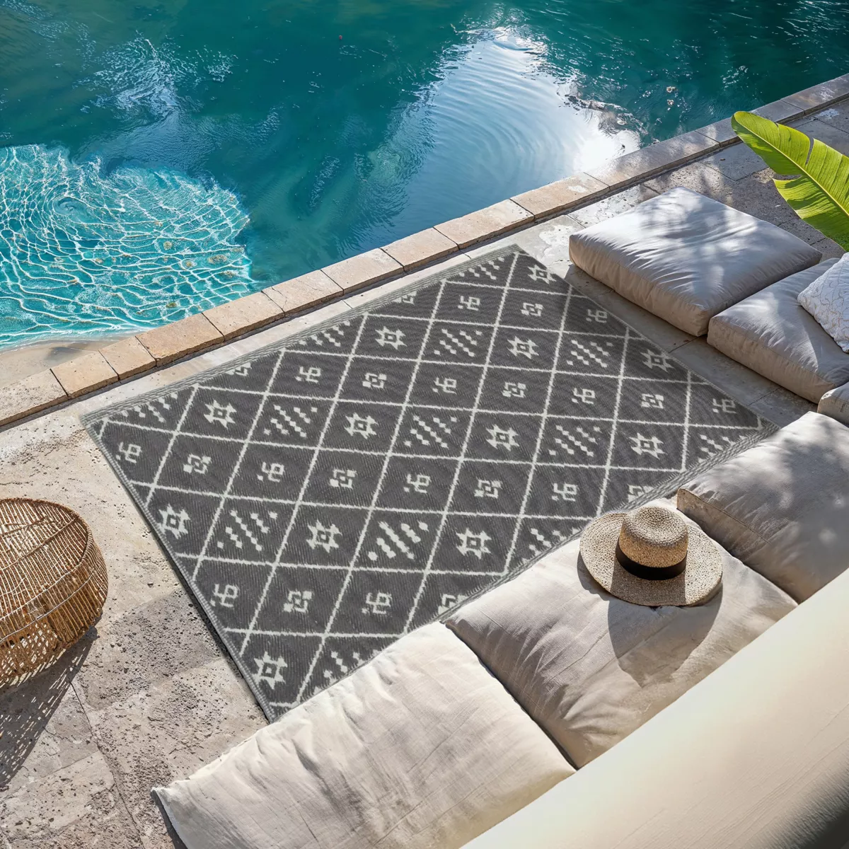 Tapis d'extérieur (180 x 120 cm) Inca Gris 1