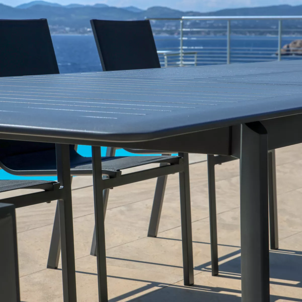 Table de jardin extensible aluminium 10 places (286 x 100 cm) Portofino - Gris anthracite