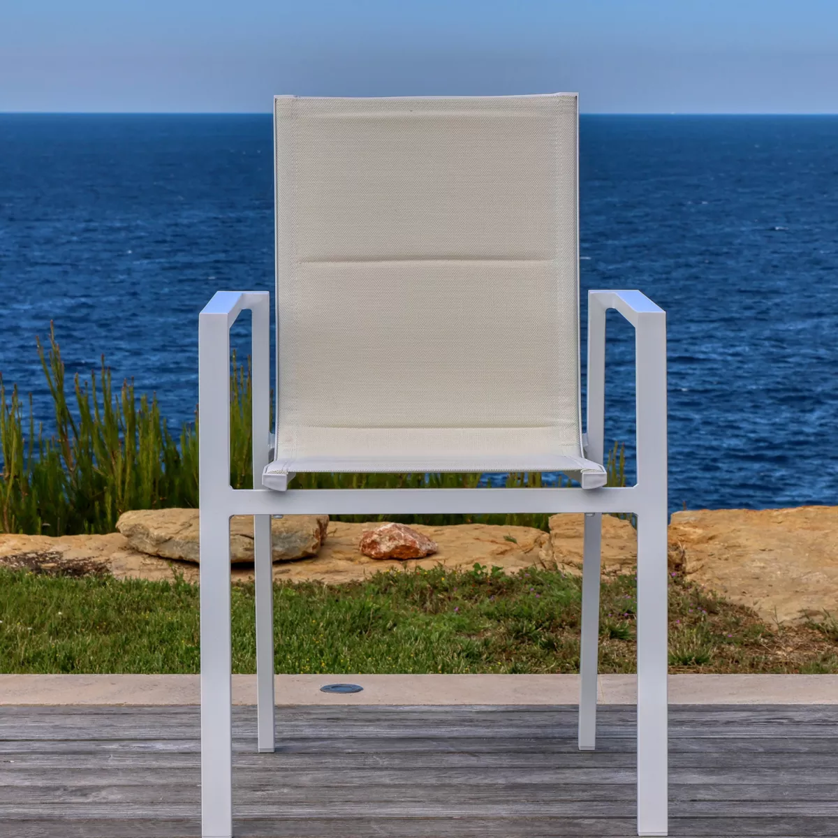 Sillón de jardín apilable en aluminio  Portofino - Blanco