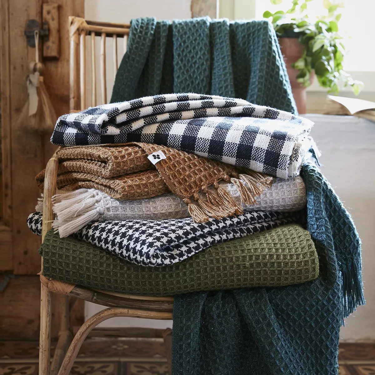 Plaid divano materiale riciclato (180 x 220 cm) Gabin Blu notte