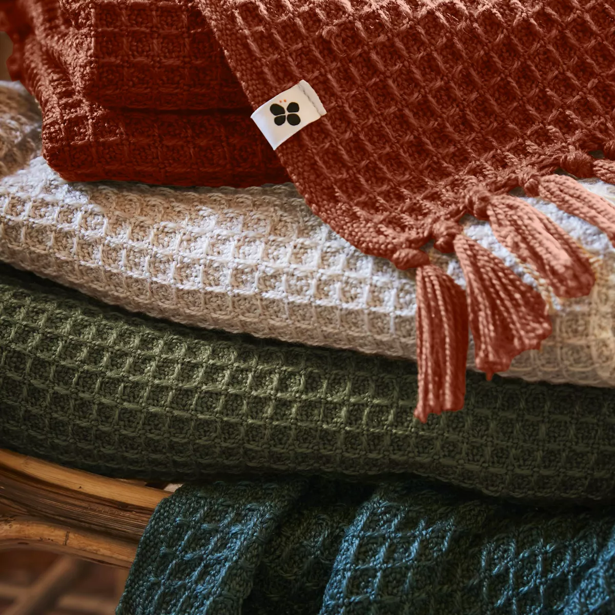 Sofadecke aus recyceltem Material (130 x 160 cm) Gabin Terrakotta