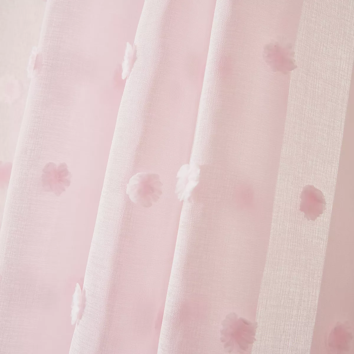 Voilage oeillets pompons (140 x 240 cm) Emie Rose