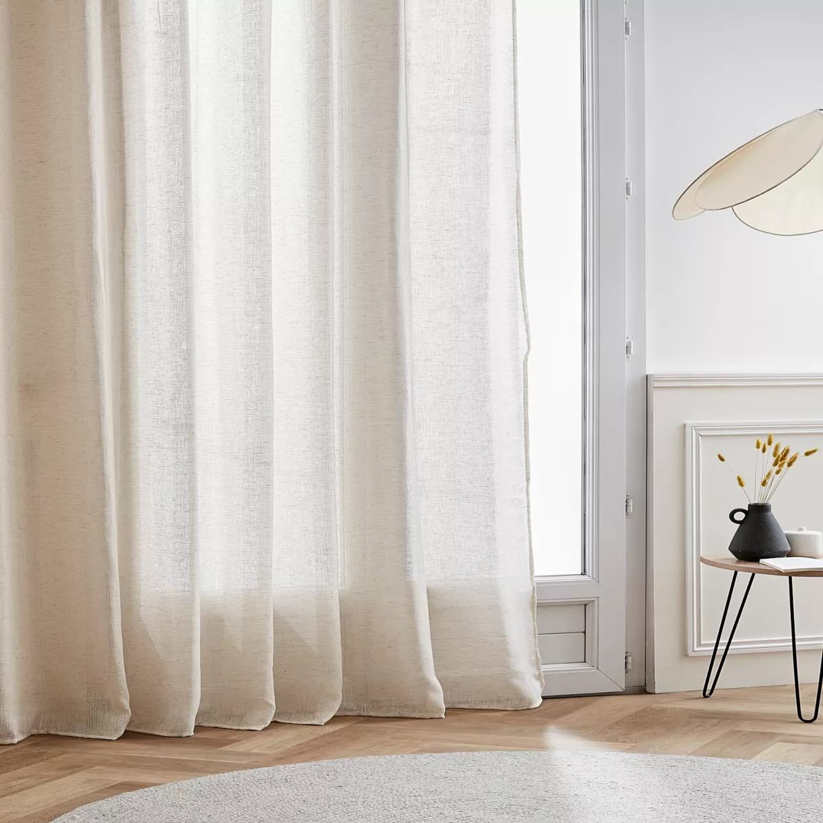 Gardine Leinen-Optik Stangendurchzug (280 x 240 cm) Luca Beige