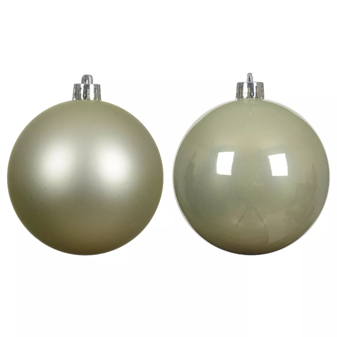 Lot de 6  Boules incassable brill- mat ALPINE dia8.00cm menthe blanche