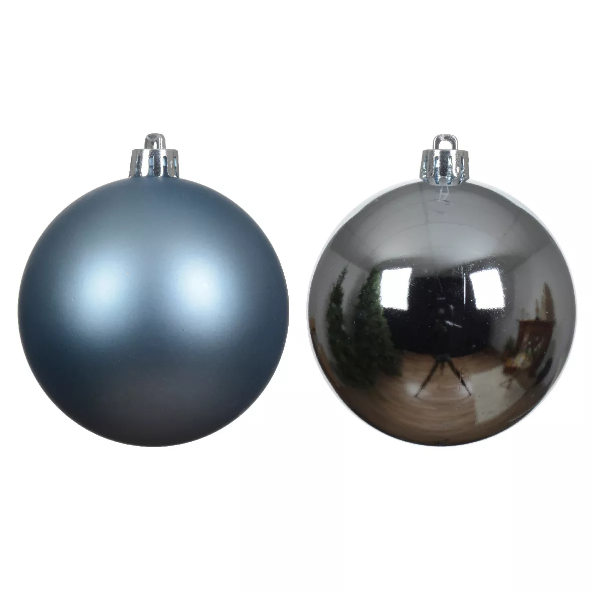 Lot de 6  Boules incassable brill- mat ALPINE dia8.00cm bleu glace