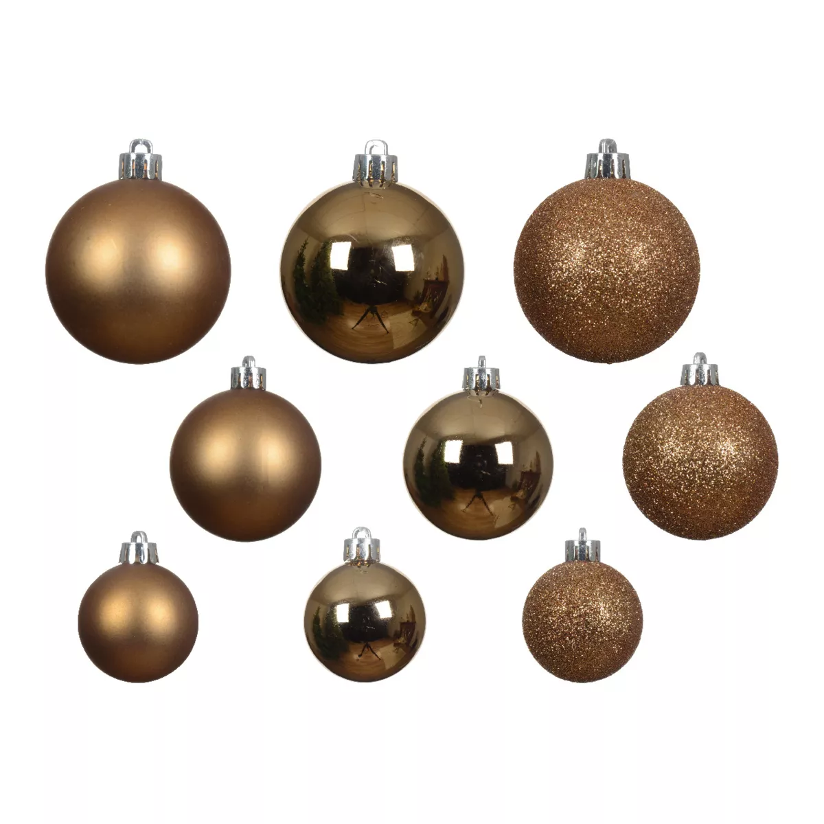 Lot de 30  Boules incassable brill- mat- paill ALPINE dia6.00cm brun noix de pe1 