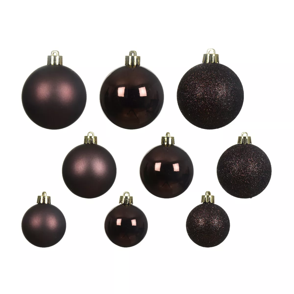 Lot de 30  Boules incassable brill- mat- paill ALPINE dia6.00cm noir truffe