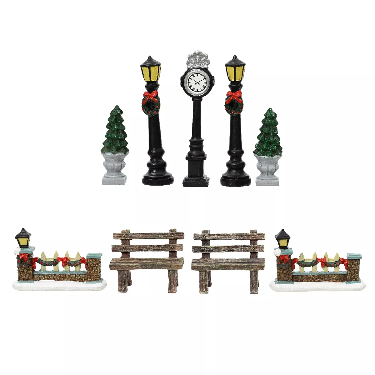 Set di 9 accessori (H12 cm) Arredo urbano per villaggio
