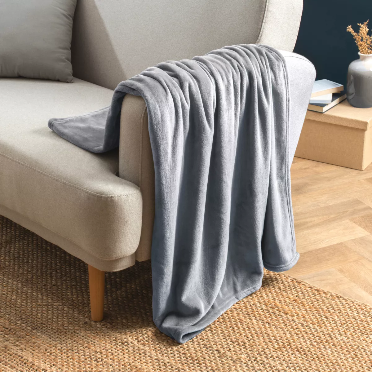 Plaid doux flanelle (130 x 180 cm) Didou Gris clair 