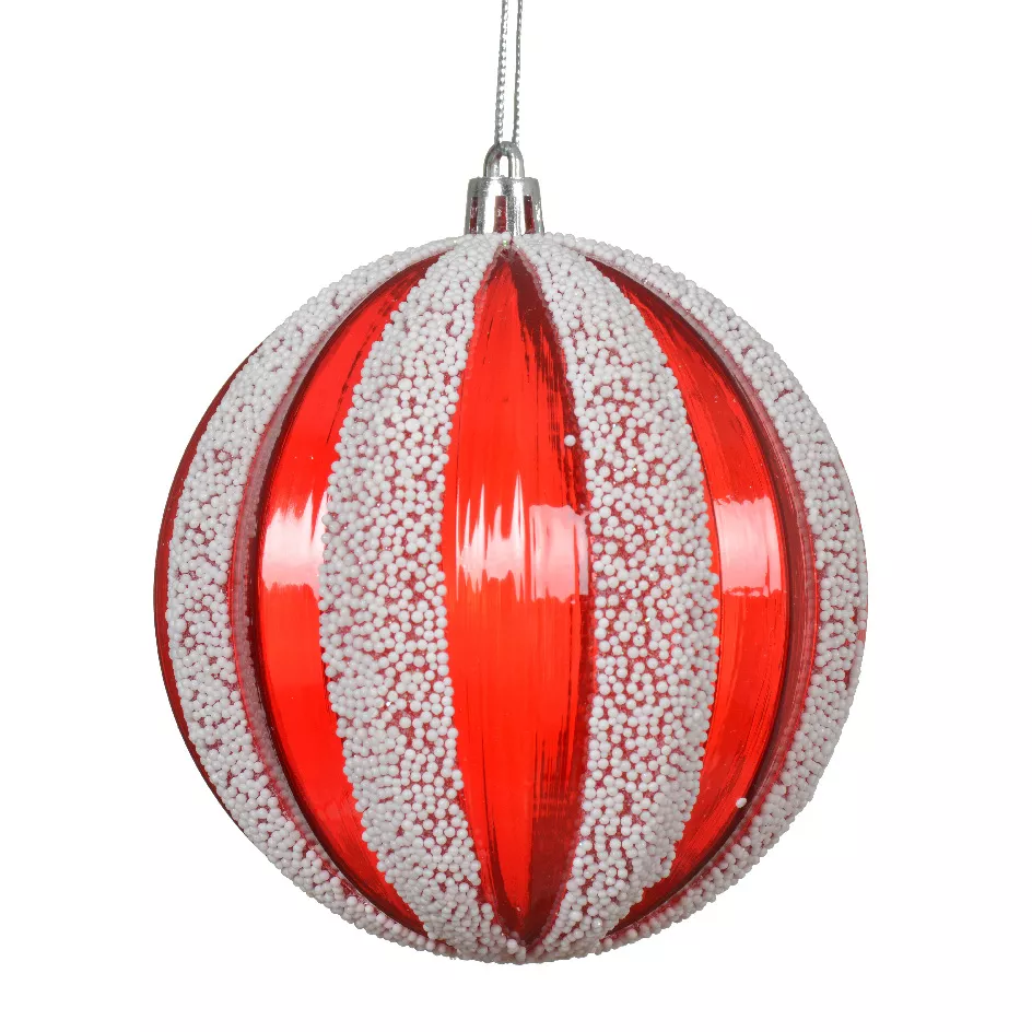Set di 12 palline di Natale (D80 mm) Fantasia Rosso perlato bianco