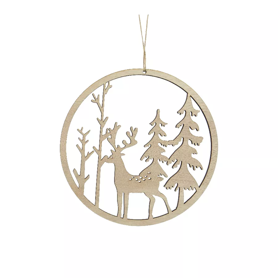 Decorazione da appendere di Natale (D30 cm) Legno chiaro di natura originale
