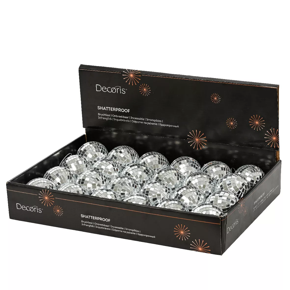 Set von 32 Weihnachtskugeln (D60 mm) Disco Facette Silber