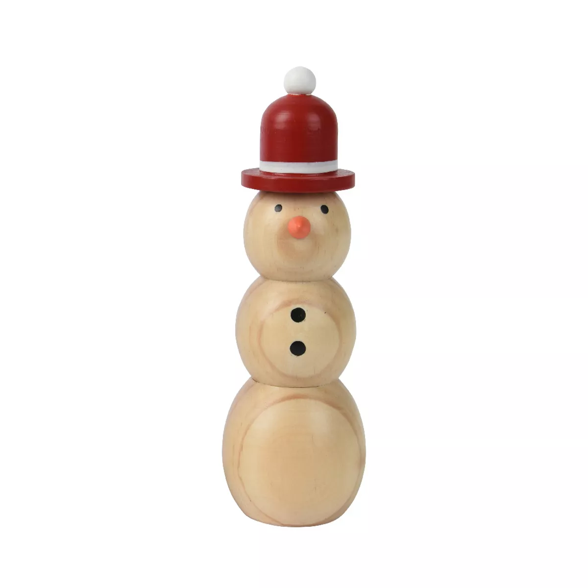 Bonhomme de neige en bois à poser (H10 cm) Chapeau Rouge