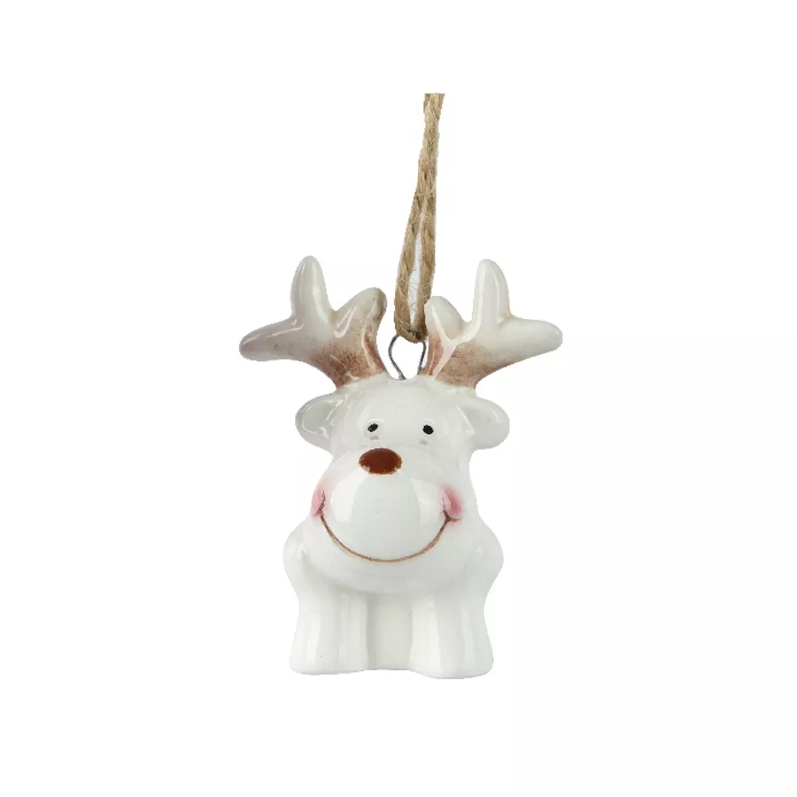 Renne de Noël à suspendre (H6 cm) Dolomite Blanc