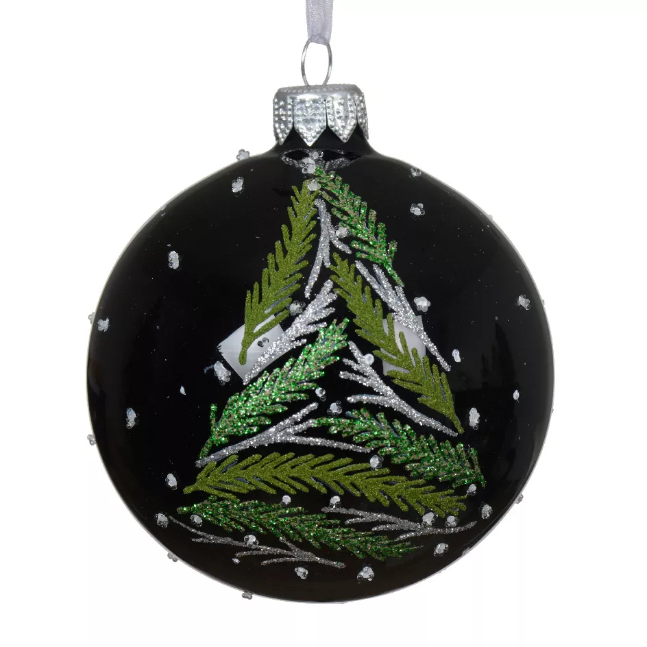 Set di 6 palline di Natale in vetro (D80 mm) Ramoscelli di albero Nero
