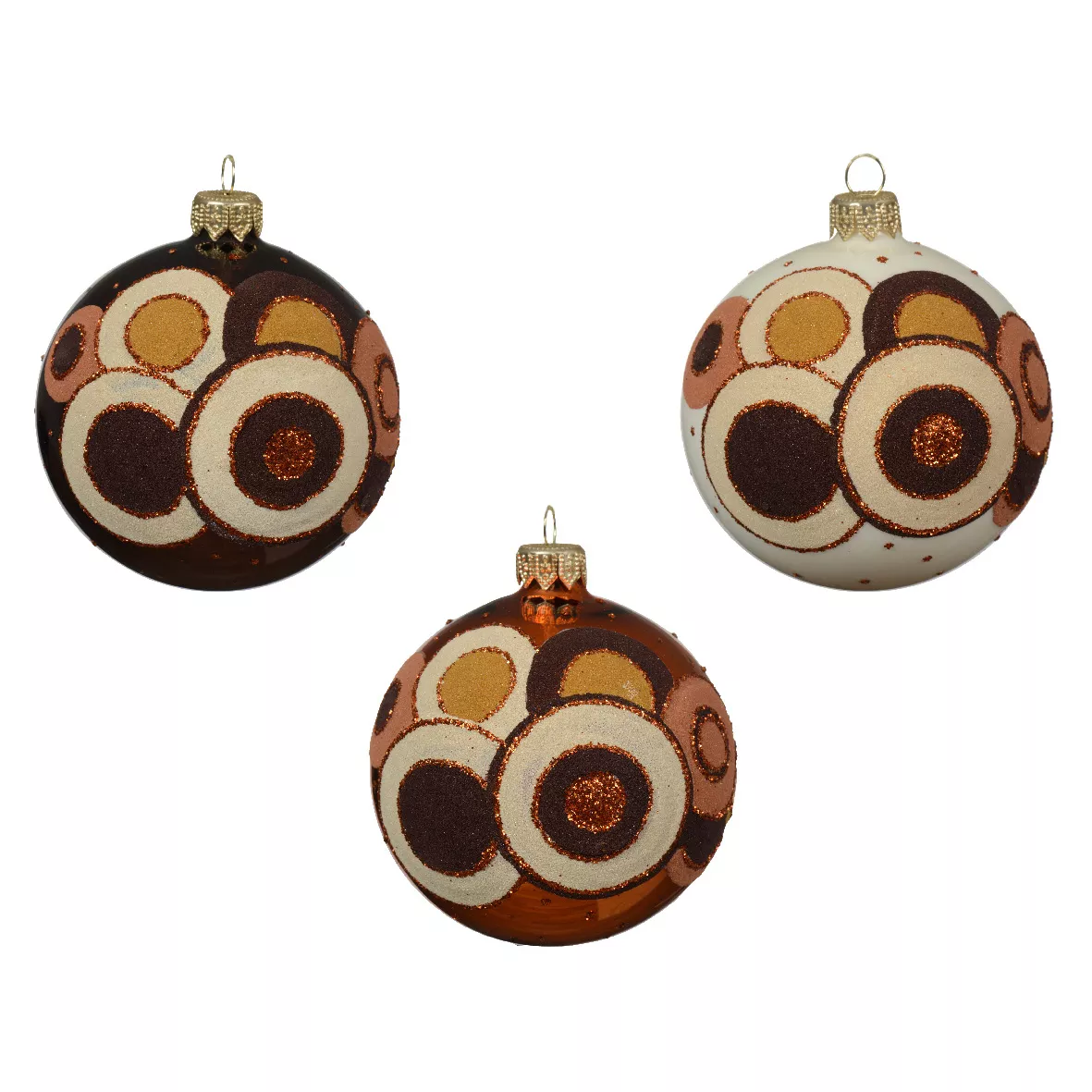 Set di 6 palline di Natale in vetro (D80 mm) Retrò Nero tartufo e zucca