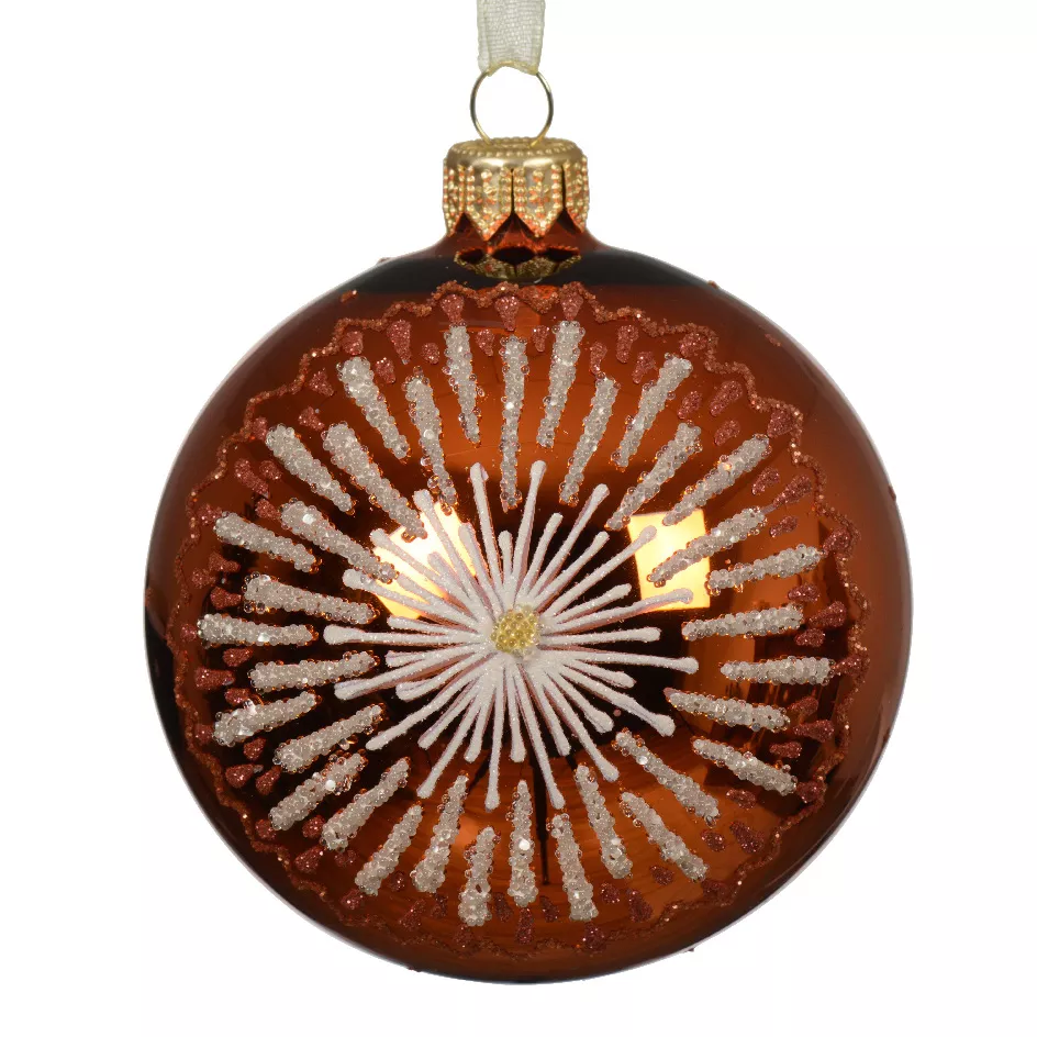 Lot de 6 boules de Noël en verre (D80 mm) Médaillon étoilé Citrouille