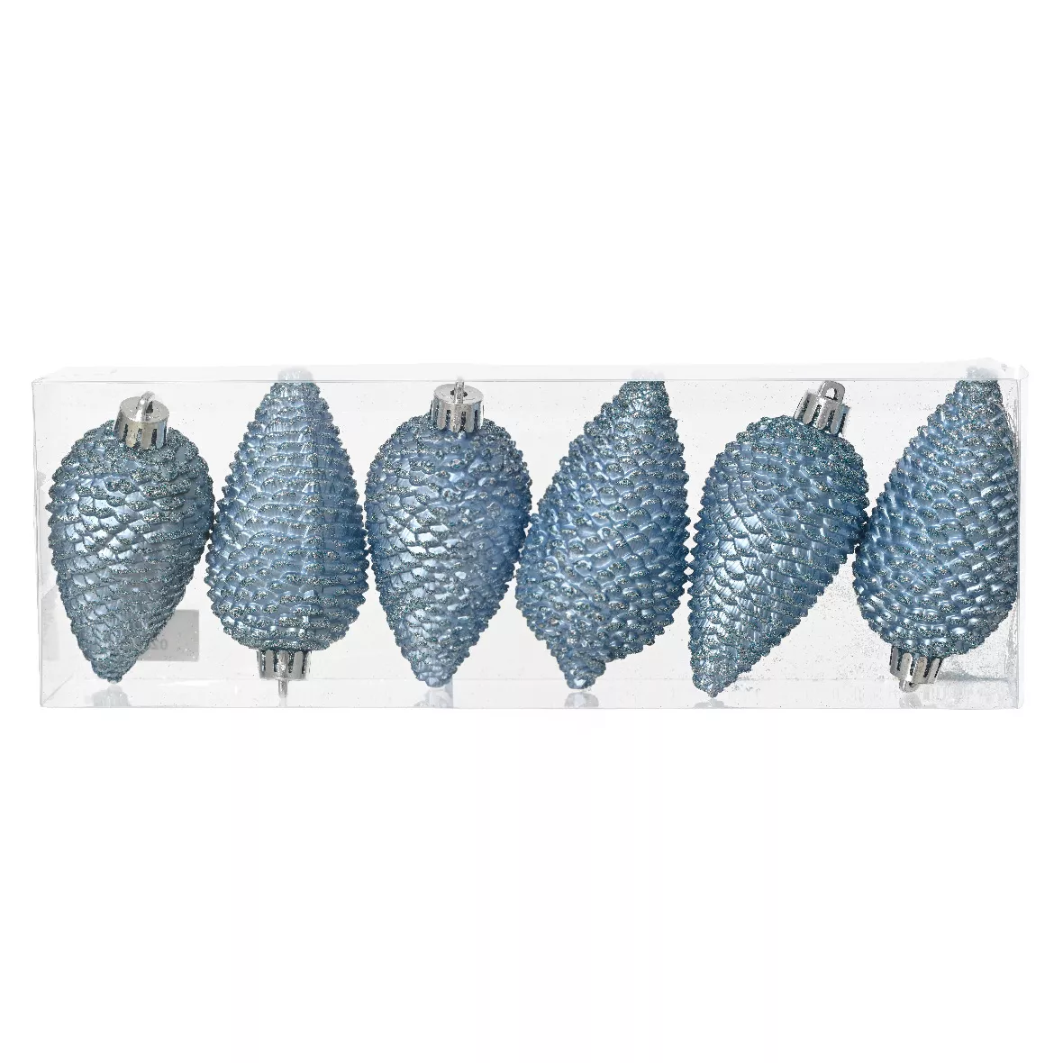 Set van 6 dennenappels om op te hangen Alpine IJzig Blauw