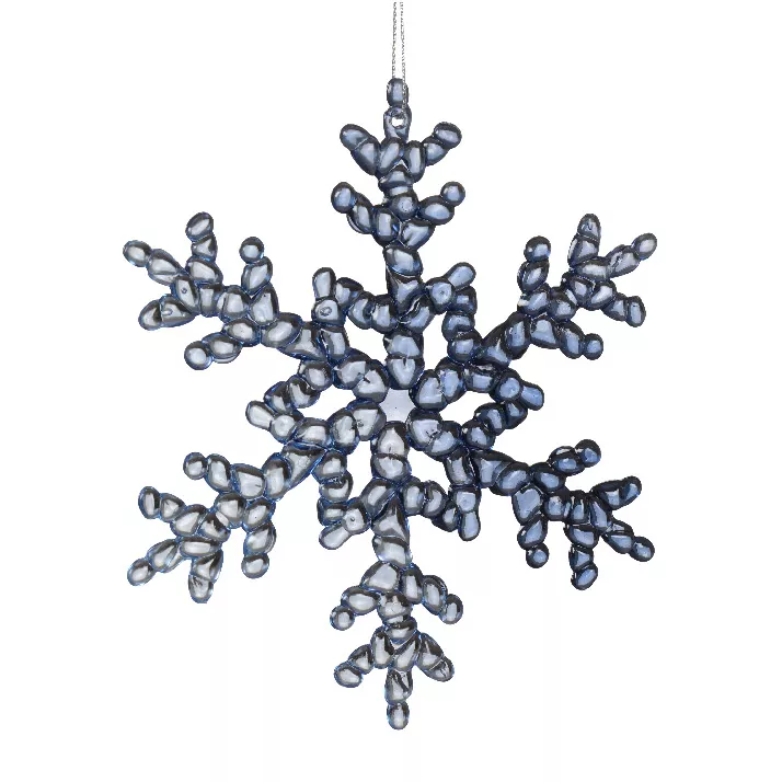 Copos de nieve para colgar (H15 cm) Escarchado Transparente azulado