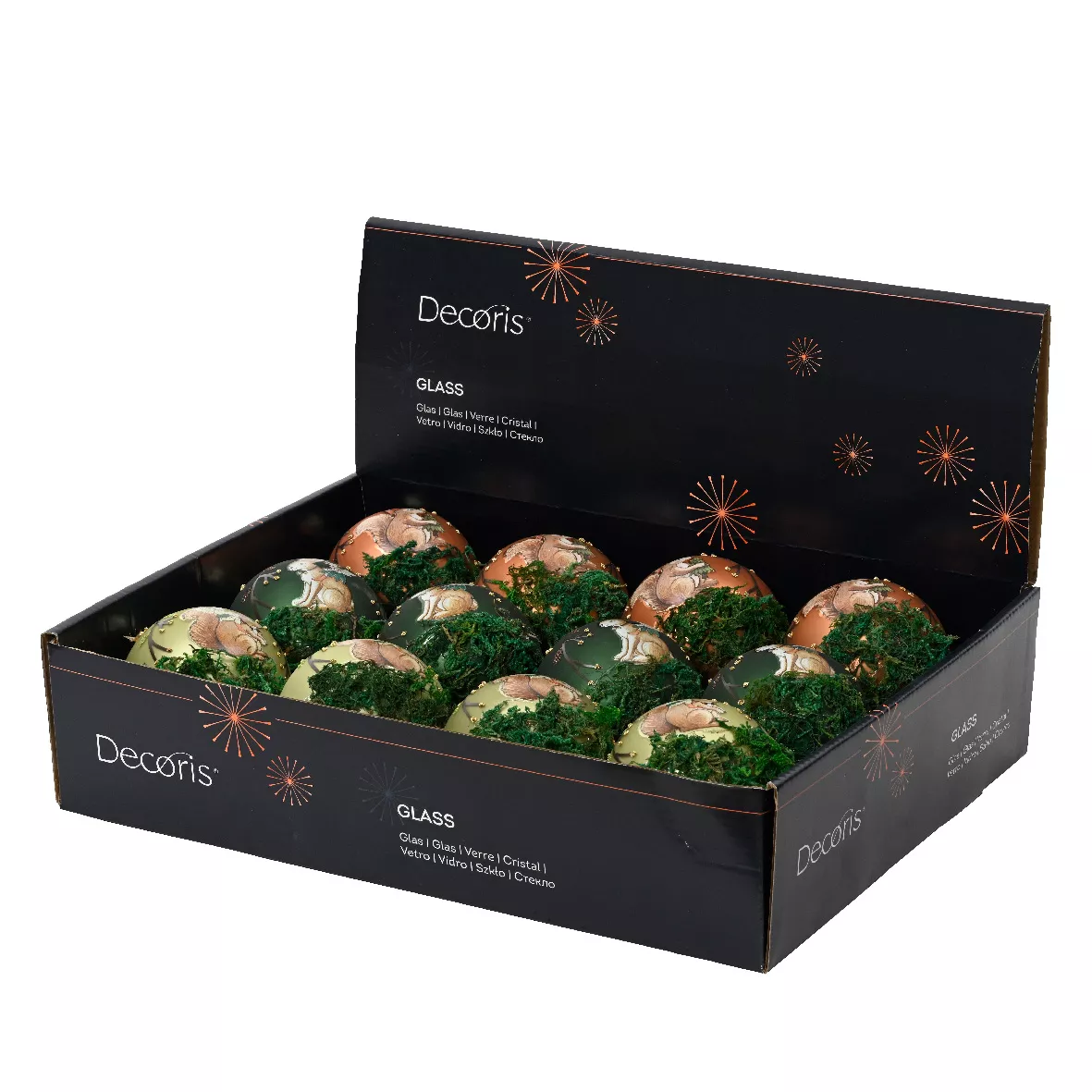 Set von 12 Weihnachtskugeln aus Glas (D80 mm) Märchengrün