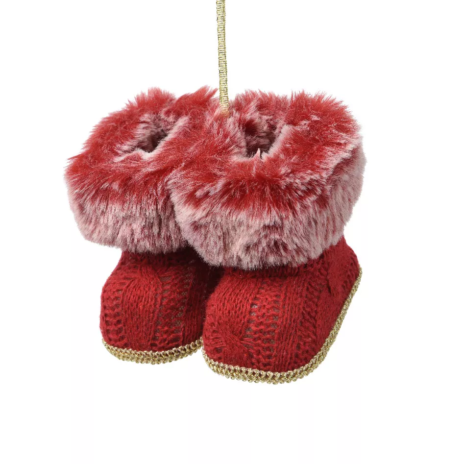 Stiefel zum Aufhänge (H10 cm) Cosy Pelz Rot