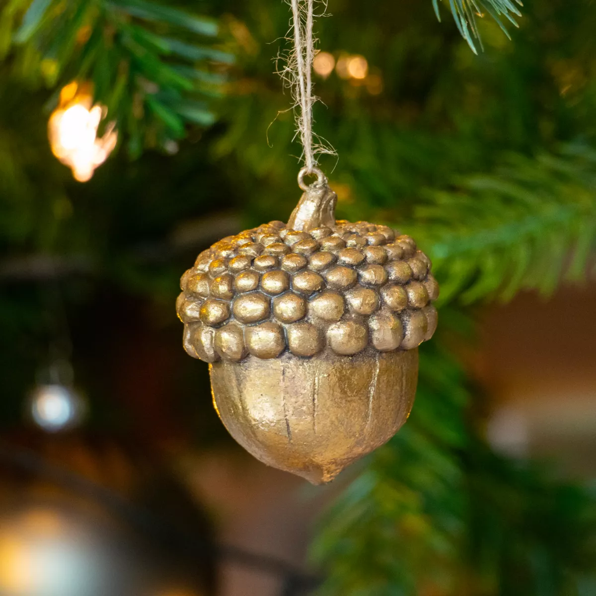 Ghianda di Natale da appendere (H8 cm) Vecchia Quercia Oro