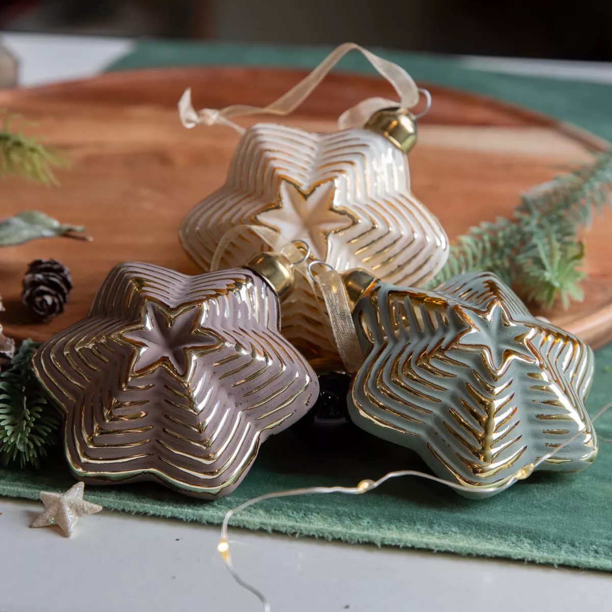 Étoile de Noël à suspendre en verre (D8 cm) Antique Brun