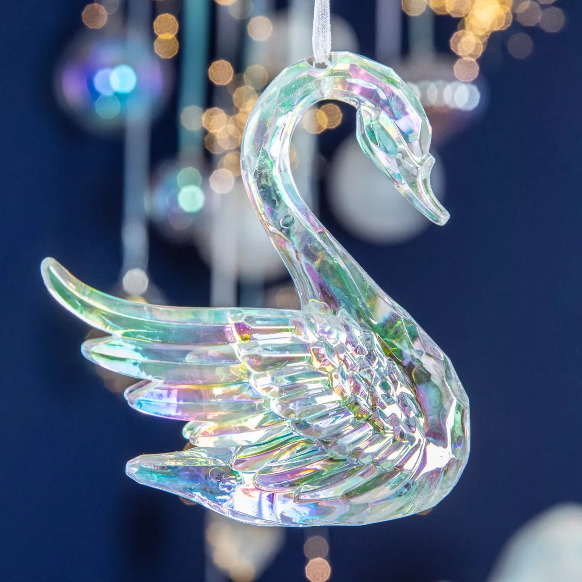 Cygne à suspendre (H10 cm) Ice Transparent irisé