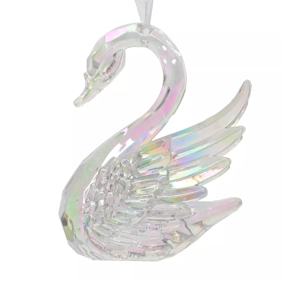 Cigno da appendere (H10 cm) Ice Trasparente iridescente