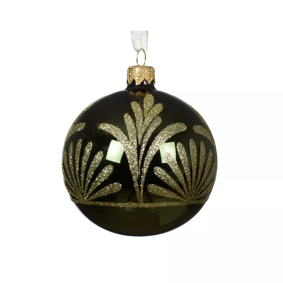 Lot de 6 boules de Noël en verre (D80 mm) Luxury Vert sapin