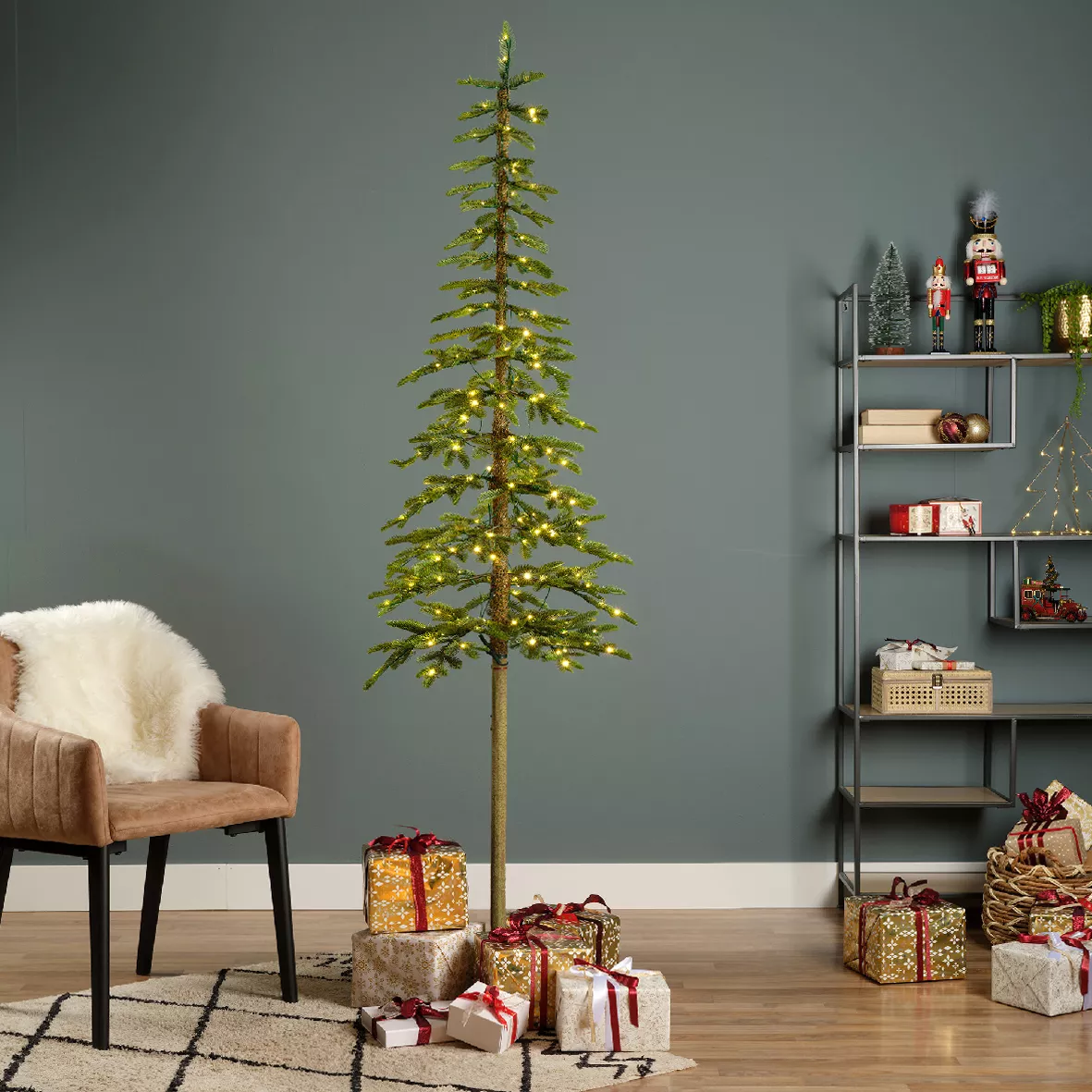 Künstlicher beleuchteter Weihnachtsbaum für draußen mit 250 LED H240 cm Sierra Grüntanne