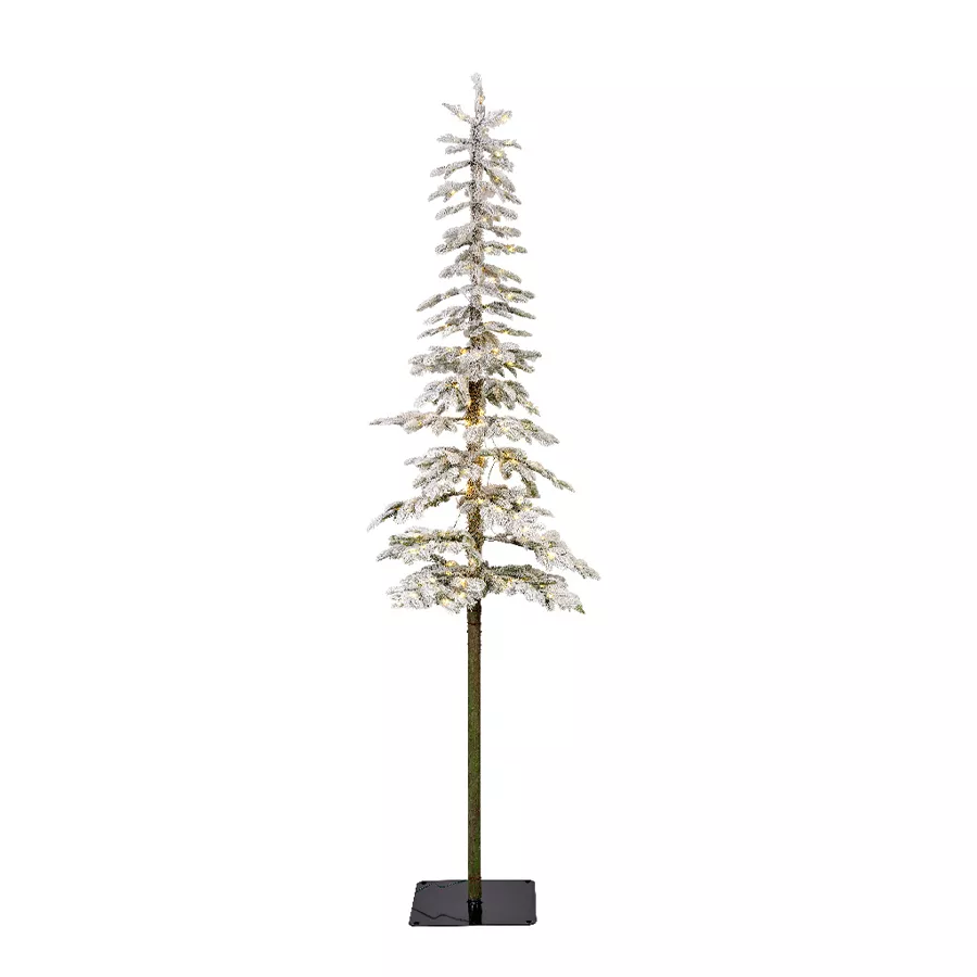 1 Sierra sapin enneige prelit dia50.00-H210.00cm-200L vert/blanc/blanc chaud