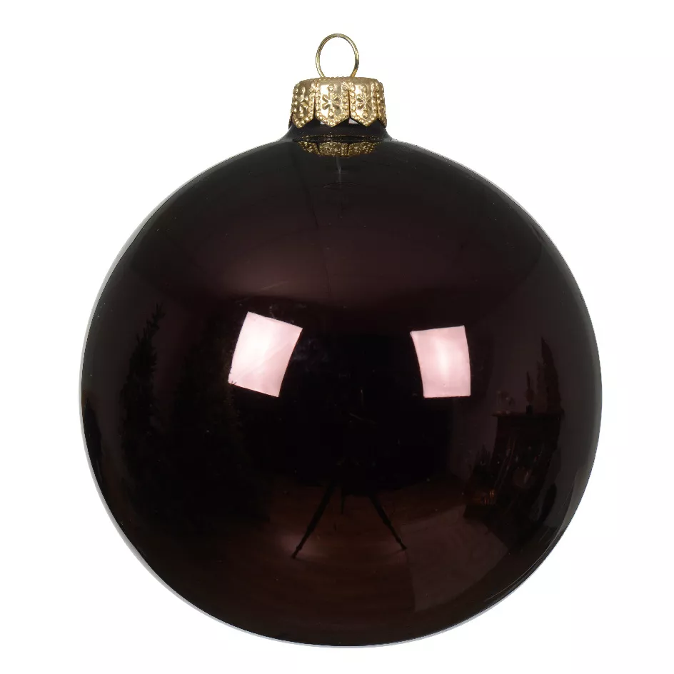 Lot de 4 boules de Noël en verre (D100 mm) Arctique brillante Noir truffé