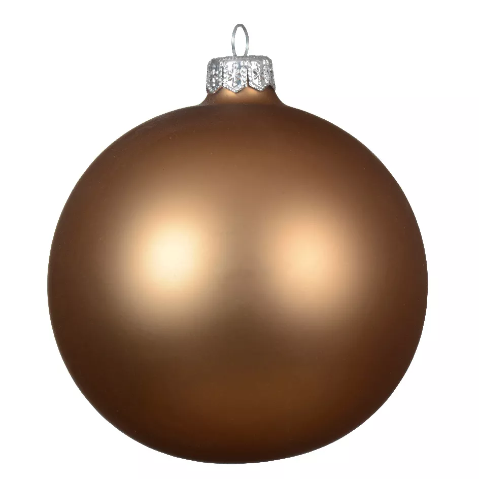 Set di 4 palline di Natale in vetro (D100 mm) Artico opaco Noce pecan
