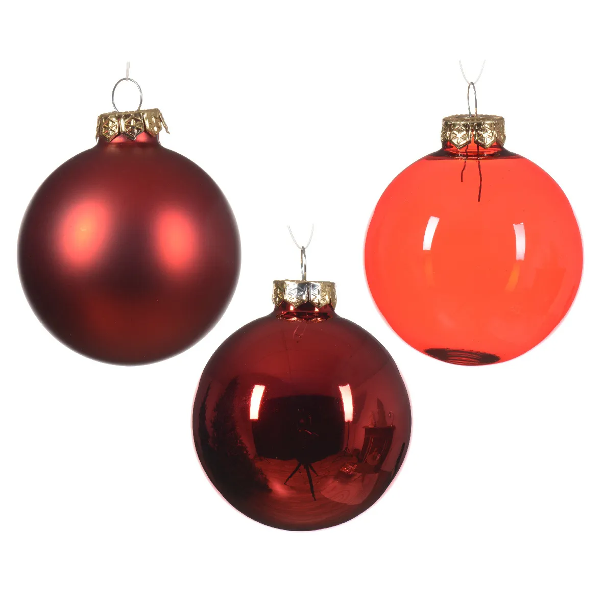 Set di 21 palline di Natale in vetro assortite Cristallo Rosso