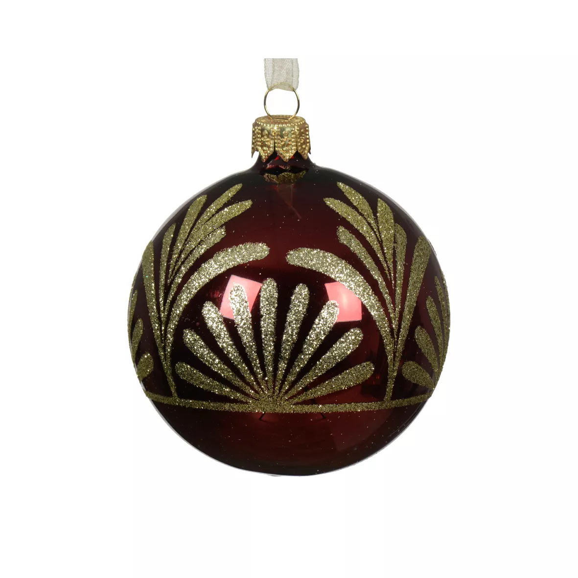 6er Set Weihnachtskugeln aus Glas (D80 mm) Luxury Bordeaux