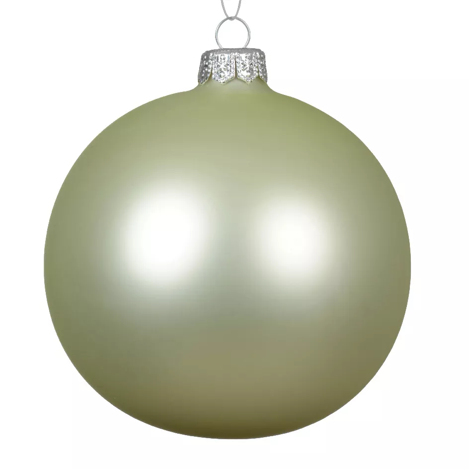 Lot de 4 boules de Noël en verre (D100 mm) Arctique mate Menthe blanche