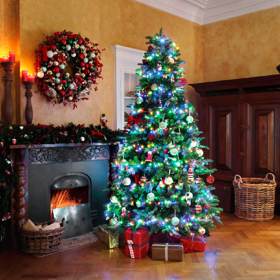 Guirlande lumineuse 34 m 1500 LED câble vert Luxe Multicouleur 