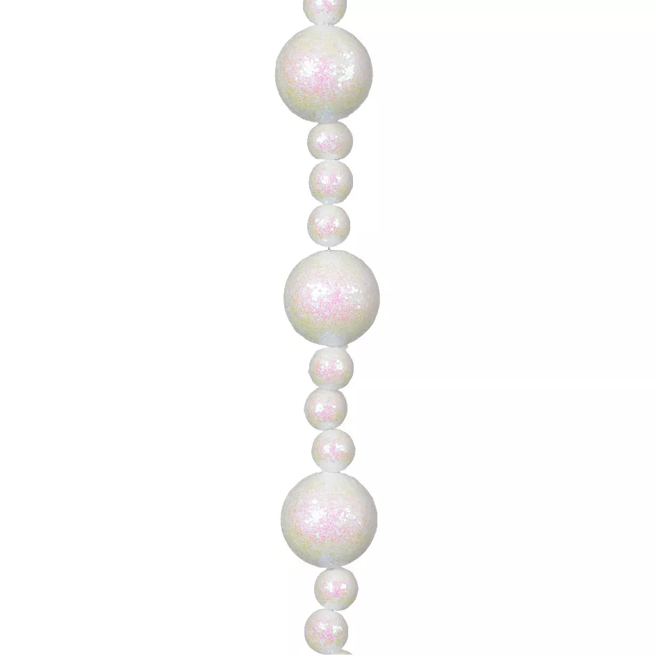 Guirlande de perles en mousse (180 cm) Noël Blanc pailleté