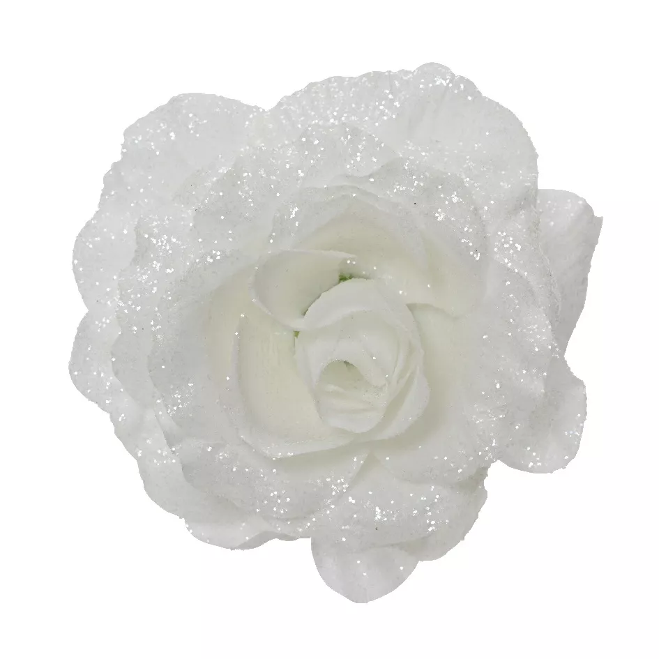 Decoratieve bloem op knijper (D12 cm) Schitterend Wit