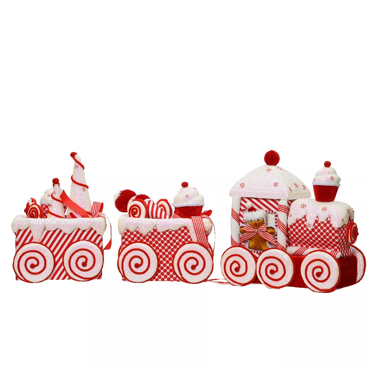 Train de Noël fait main (H36 cm) Sucrerie Rouge et blanc