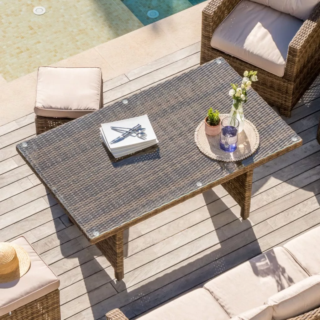 Tavolo da giardino alluminio/polyrattan 6 posti (145 x 85 cm) Tivoli - Naturale